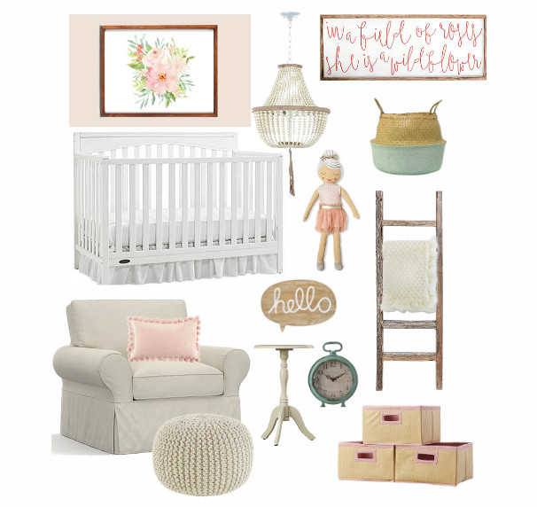 Sweetest color-blush pink! Baby Girl Nursery Mood Board Decor Ideas