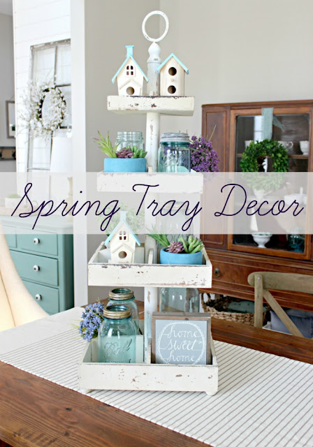 I love this easy spring decorating idea! Proof that serving trays aren't just for tea and crumpets.