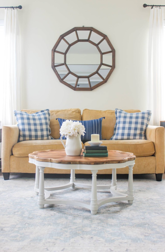 A Two-Toned Scalloped Coffee Table Makeover: Thrift Store Projects