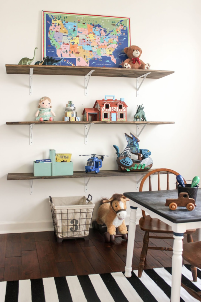DIY Playroom Shelves: Vertical Toy Storage Solution