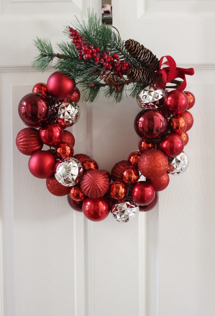 How to Make a Christmas Ornament Wreath with a Wire Hanger
