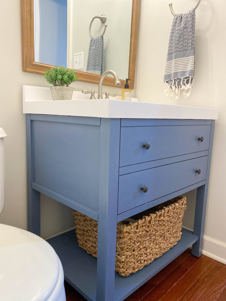 Painting your Bathroom Vanity Blue