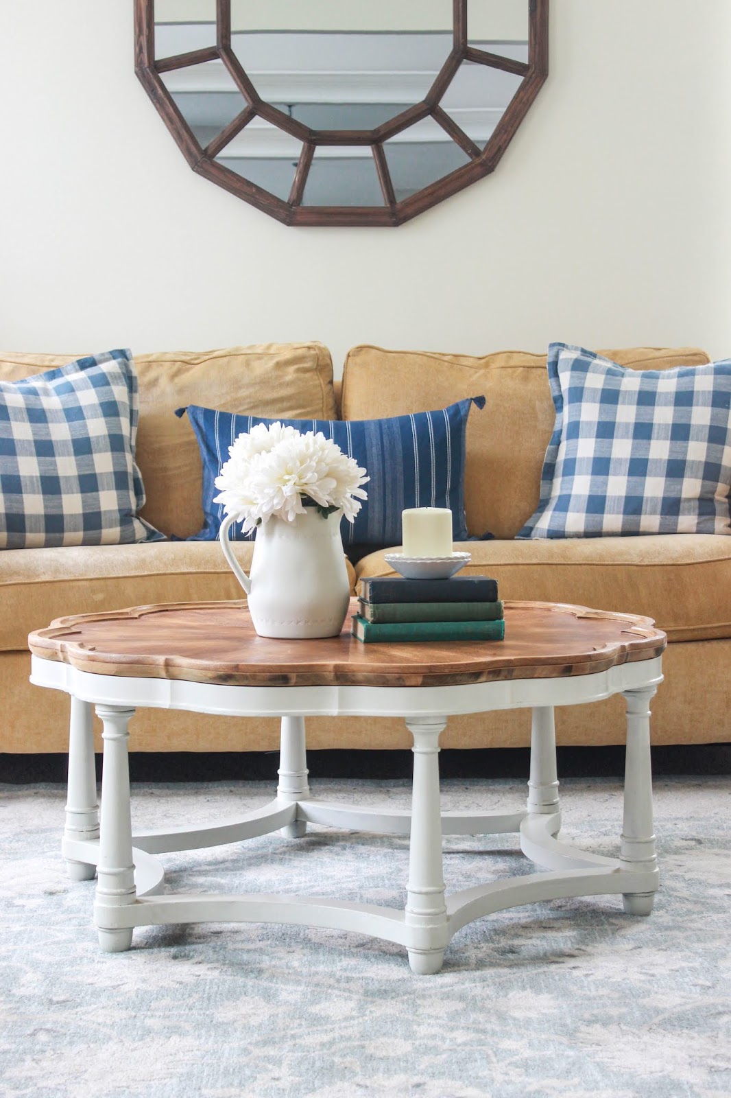 A Two-Toned Scalloped Coffee Table Makeover: Thrift Store Projects